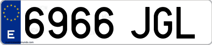 Ejemplo de matrícula de coche ordinaria 6966 JGL