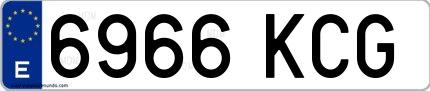 Ejemplo de matrícula española 6966 KCG