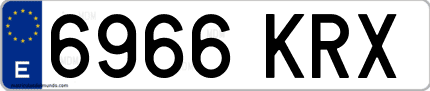 Ejemplo de matrícula de coche ordinaria 6966 KRX