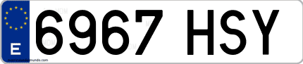 Ejemplo de matrícula de coche ordinaria 6967 HSY