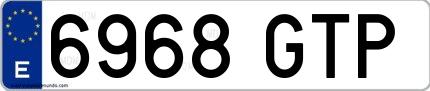 Ejemplo de matrícula española 6968 GTP