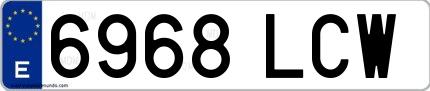 Ejemplo de matrícula española 6968 LCW