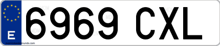 Ejemplo de matrícula de coche ordinaria 6969 CXL