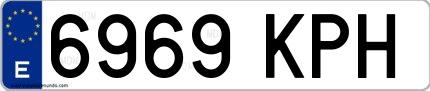 Ejemplo de matrícula española 6969 KPH