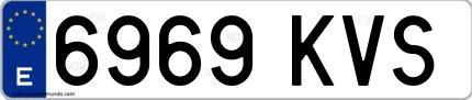 Ejemplo de matrícula española 6969 KVS