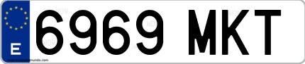 Ejemplo de matrícula de coche ordinaria 6969 MKT