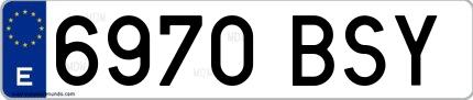 Ejemplo de matrícula española 6970 BSY