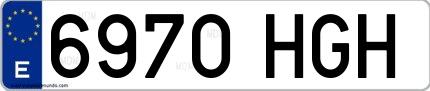 Ejemplo de matrícula de coche ordinaria 6970 HGH