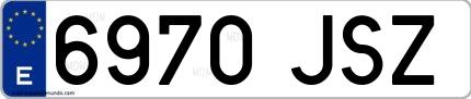 Ejemplo de matrícula española 6970 JSZ