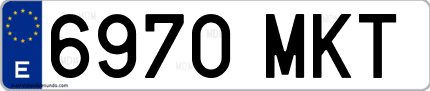 Ejemplo de matrícula de coche ordinaria 6970 MKT