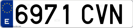 Ejemplo de matrícula de coche ordinaria 6971 CVN
