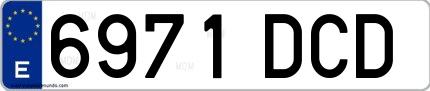 Ejemplo de matrícula española 6971 DCD