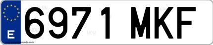 Ejemplo de matrícula española 6971 MKF
