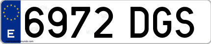 Ejemplo de matrícula de coche ordinaria 6972 DGS