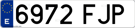 Ejemplo de matrícula de coche ordinaria 6972 FJP