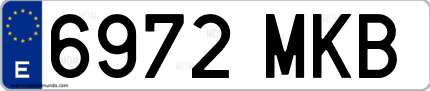 Ejemplo de matrícula de coche ordinaria 6972 MKB