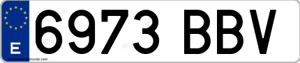 Ejemplo de matrícula de coche ordinaria 6973 BBV