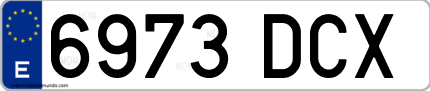 Ejemplo de matrícula de coche ordinaria 6973 DCX