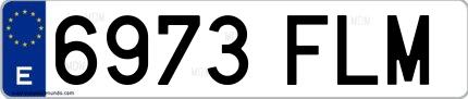 Ejemplo de matrícula española 6973 FLM