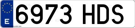 Ejemplo de matrícula de coche ordinaria 6973 HDS