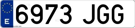 Ejemplo de matrícula española 6973 JGG