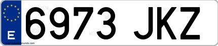 Ejemplo de matrícula española 6973 JKZ
