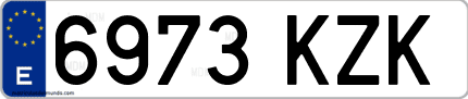 Ejemplo de matrícula de coche ordinaria 6973 KZK