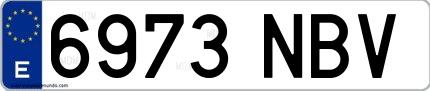 Ejemplo de matrícula española 6973 NBV