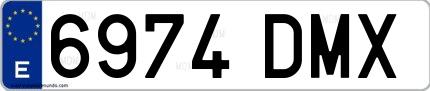 Ejemplo de matrícula española 6974 DMX