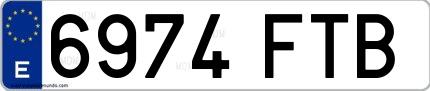 Ejemplo de matrícula española 6974 FTB