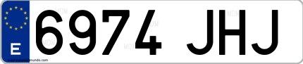 Ejemplo de matrícula española 6974 JHJ