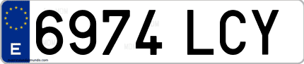 Ejemplo de matrícula de coche ordinaria 6974 LCY