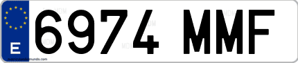 Ejemplo de matrícula de coche ordinaria 6974 MMF