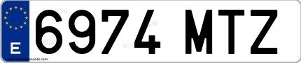 Ejemplo de matrícula española 6974 MTZ