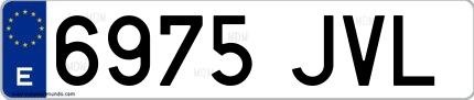 Ejemplo de matrícula española 6975 JVL