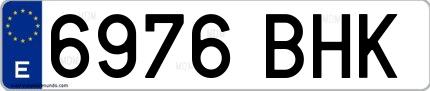 Ejemplo de matrícula española 6976 BHK