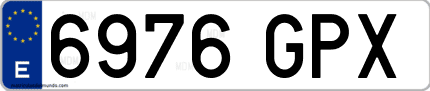 Ejemplo de matrícula de coche ordinaria 6976 GPX