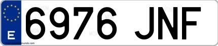 Ejemplo de matrícula española 6976 JNF