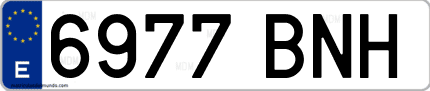 Ejemplo de matrícula de coche ordinaria 6977 BNH