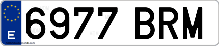 Ejemplo de matrícula de coche ordinaria 6977 BRM