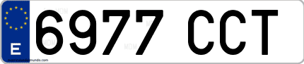 Ejemplo de matrícula de coche ordinaria 6977 CCT