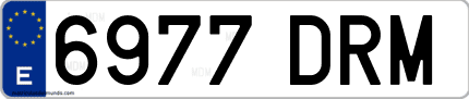 Ejemplo de matrícula de coche ordinaria 6977 DRM