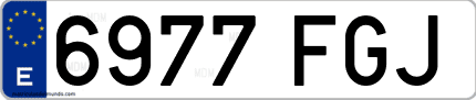 Ejemplo de matrícula de coche ordinaria 6977 FGJ