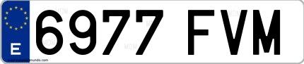 Ejemplo de matrícula española 6977 FVM