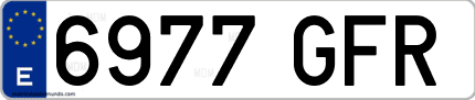 Ejemplo de matrícula de coche ordinaria 6977 GFR