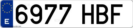 Ejemplo de matrícula de coche ordinaria 6977 HBF