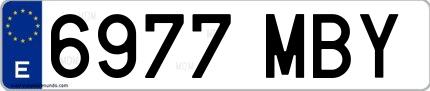 Ejemplo de matrícula española 6977 MBY