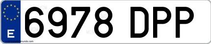 Ejemplo de matrícula española 6978 DPP