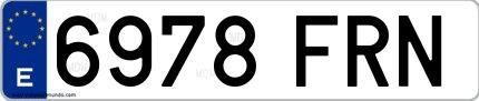 Ejemplo de matrícula española 6978 FRN