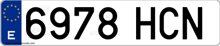 Ejemplo de matrícula de coche ordinaria 6978 HCN